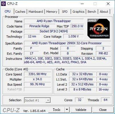 AMD线程撕裂者二代2990X现身：多达64个框框，睿频4GHz