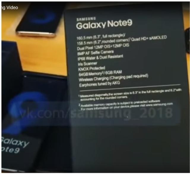 三星Galaxy Note 9遭提前开箱，外观细节全被暴露