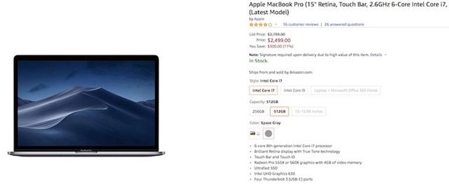 2018款苹果MacBook Pro等新品上架亚马逊