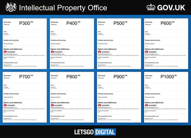 华为 P 系列命名规则大改：已注册 P300 至 P1000