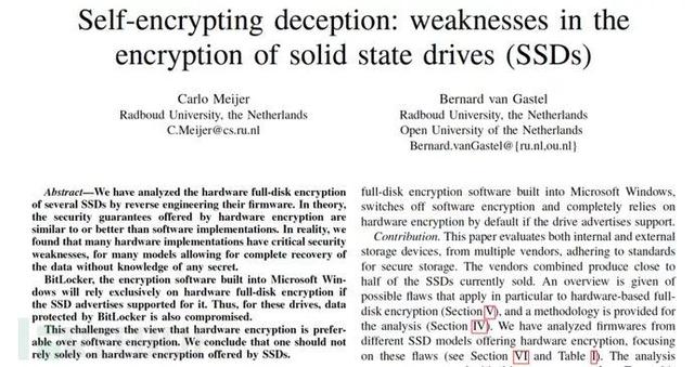 微软将SSD默认加密切换到BitLocker软件加密