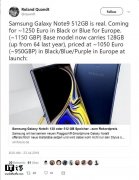 欧版三星Note9手机价格曝光