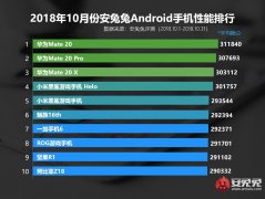 安兔兔发布10月份Android性能排行，华为Mate 20登顶